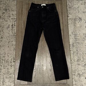 Reformation Liza Ultra High Rise Slim Straight Jeans Black